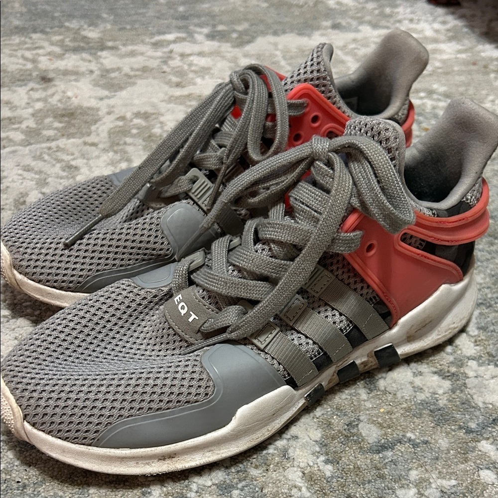 adidas Grey and Coral Athletic Sneakers